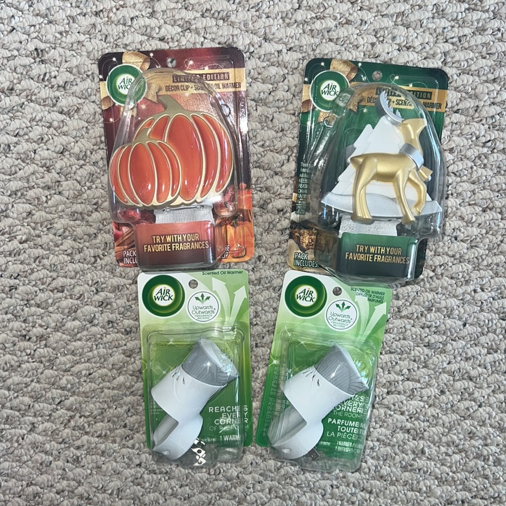 Air Wick Bundle Limited Edition Pumpkins and Reindeer Scented Oil Warmers - New